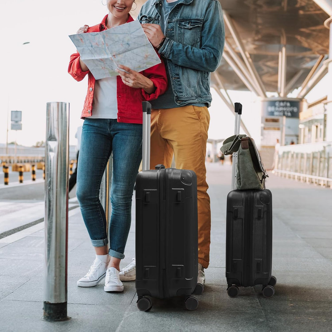 LEADZM Kofferset 3 teilig, Reisekoffer Set mit Eckenschutz, Koffer Set Hartschalen-Trolley aus ABS m