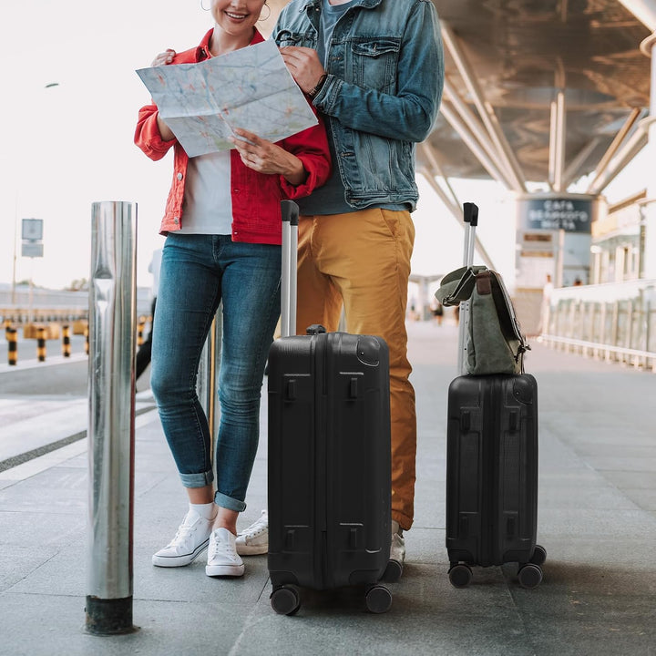 LEADZM Kofferset 3 teilig, Reisekoffer Set mit Eckenschutz, Koffer Set Hartschalen-Trolley aus ABS m