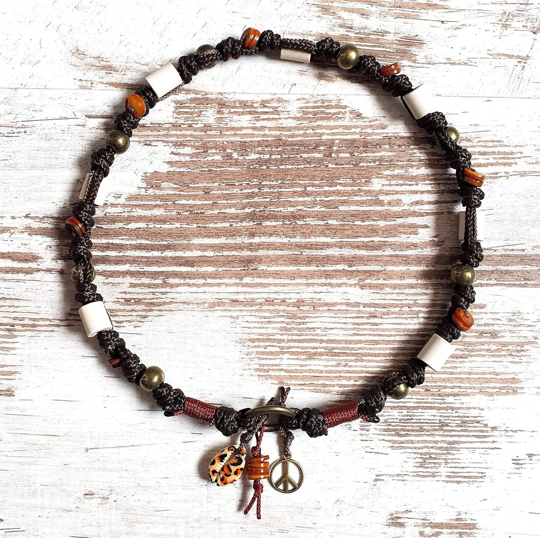 EM-Keramik Kette *Gipsymee* Jackie Brown No. 2 - edles Tau Schmuckhalsband für Hunde - Dunkelbraun,