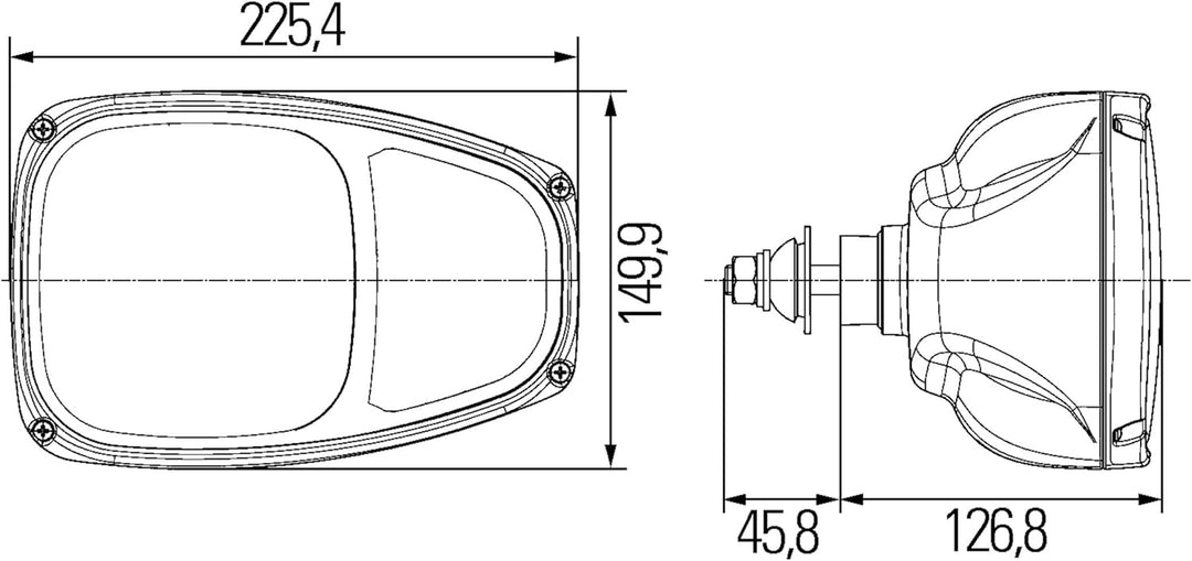 HELLA - Halogen-Hauptscheinwerfer - Combi 220 - 12V - Anbau - gehärtete Streuscheibe - Lichtscheiben