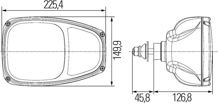 HELLA - Halogen-Hauptscheinwerfer - Combi 220 - 12V - Anbau - gehärtete Streuscheibe - Lichtscheiben