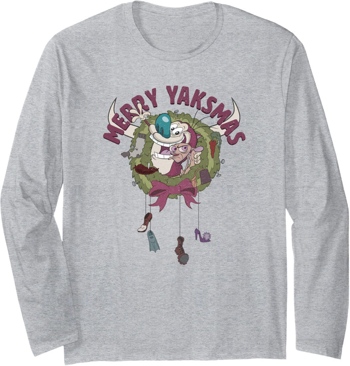 Ren and Stimpy Christmas Wreath Merry Yaksmas Langarmshirt