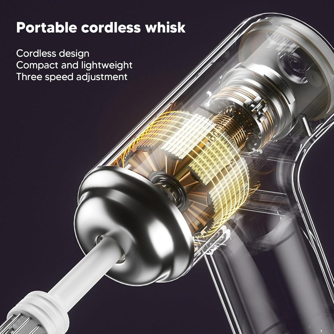 Luqeeg Elektrischer Schneebesen, Handmixer Hand-Eierbesen, Kabelloser Elektrischer Küchen-Handmixer