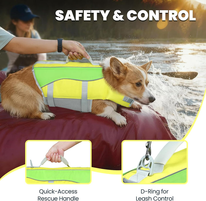 VIVAGLORY Front Float Schwimmweste Hund, Hundeschwimmweste für Bootfahren, Schwimmweste with Kopfstü