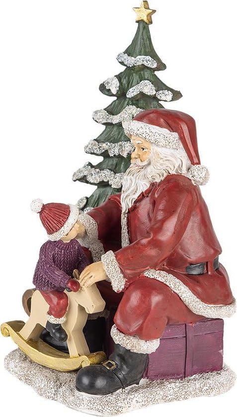 Clayre & Eef Figur Weihnachtsmann 16x13x22 cm Rot Grün Polyresin Weihnachtsdekoration