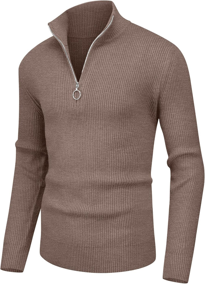 Hisir Pullover Herren Strickpullover 1/4 Zip Pulli Männer, Bequem Weich Warmer Winter Pullover für M