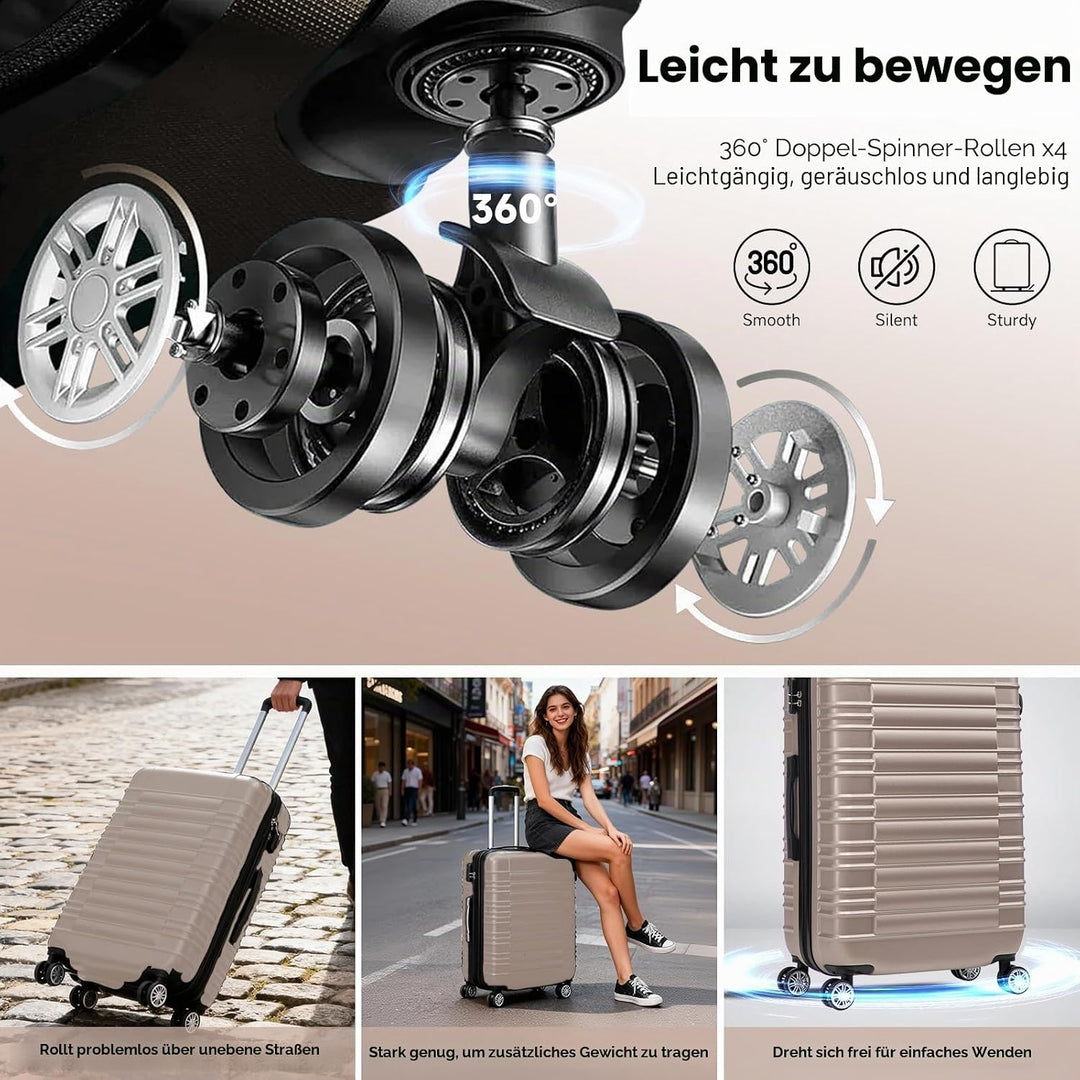 3tlg Hartschalenkofferset Kofferset, M-L-XL, Erweiterbare Kapazität Reisekofferset Hartschalenkoffer