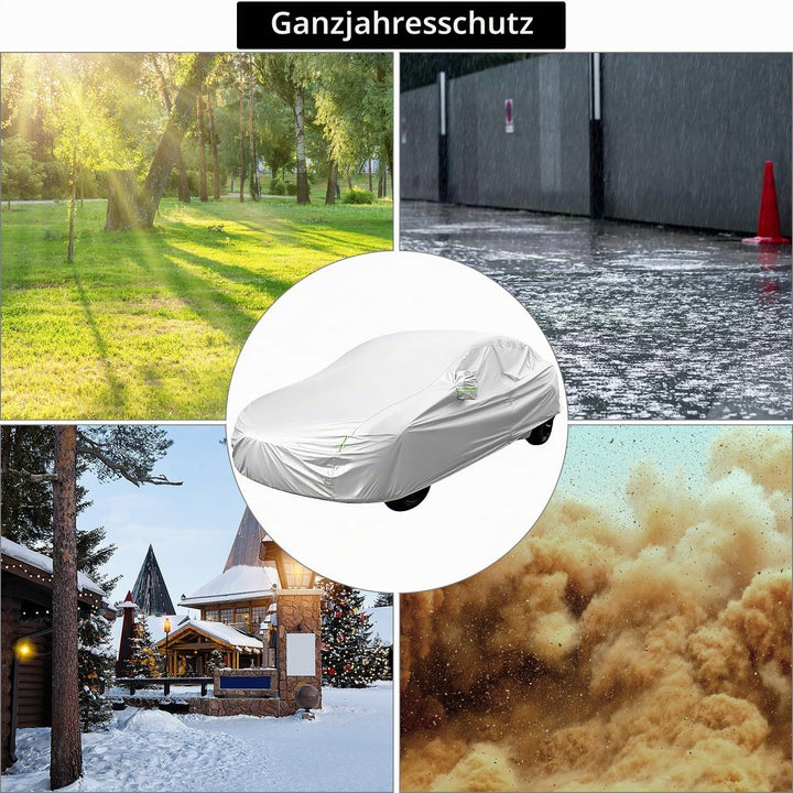 QWORK® Autoabdeckung, 470x180x150cm Aussen- Anti-Kratz-, UV-Schutz &amp; wasserdichte Fahrzeugabdeckung,