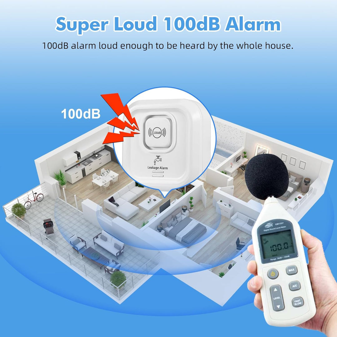 Wassermelder, Wassermelder WLAN 100 dB Lauter Wassersensor, Wassermelder mit Smart Life App Fernbedi