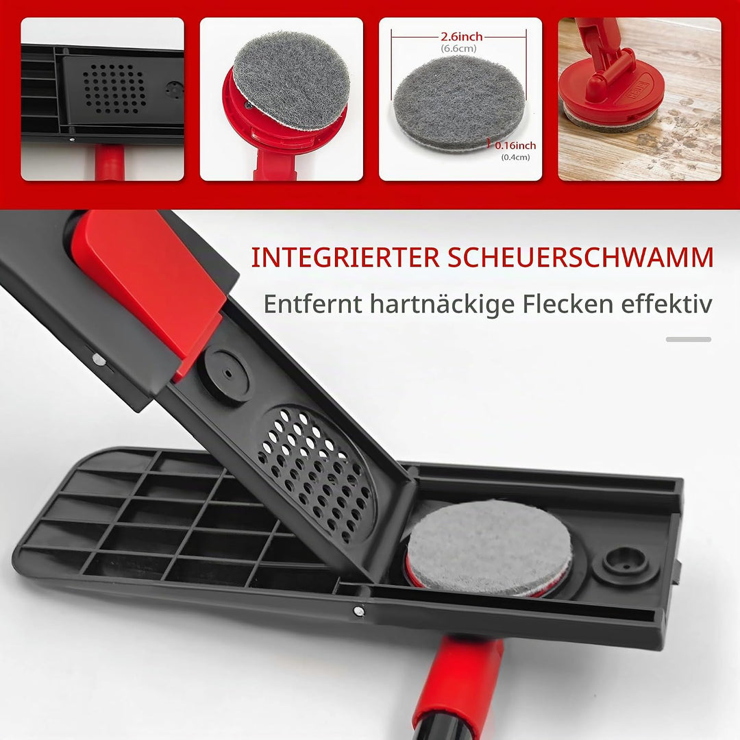 JEHONN Bodenwischer Wischmopp mit Mikrofaser & Chenille Pads, 127 cm Teleskopstiel Wischer Boden für