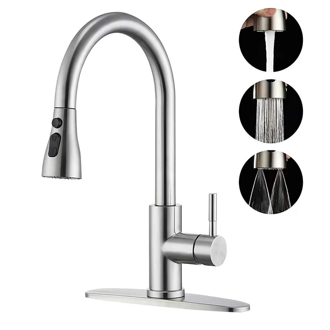 Wasserhahn Küche Ausziehbar, Hochdruck Küchenarmatur Ausziehbare Waschtischbatterie Zwei Sprühfunkti