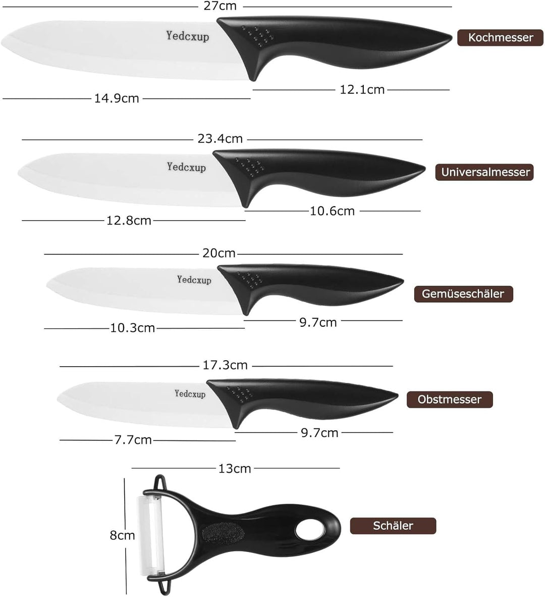 Keramikmesser Set, 5 Stück Keramikmesser Solide keramik Messer Küche, Messer Sind Scharf Genug zum S