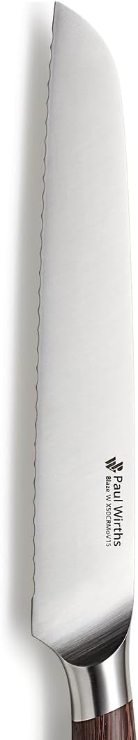 Paul Wirths BLAZE Brotmesser Wellenschliff 20cm Klinge aus MOV Stahl, Profi Kochmesser mit Griff aus