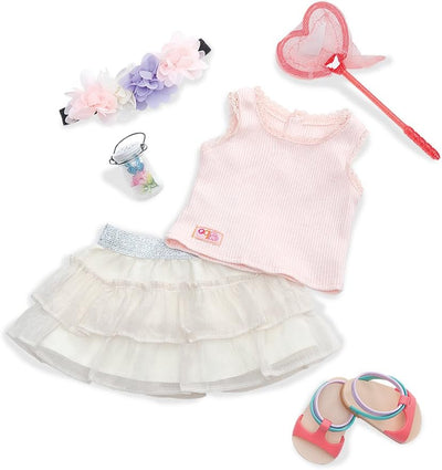 Our Generation 44329 - Outfit Deluxe mit Schmetterlingsnetz Mehrfarbig, Mehrfarbig