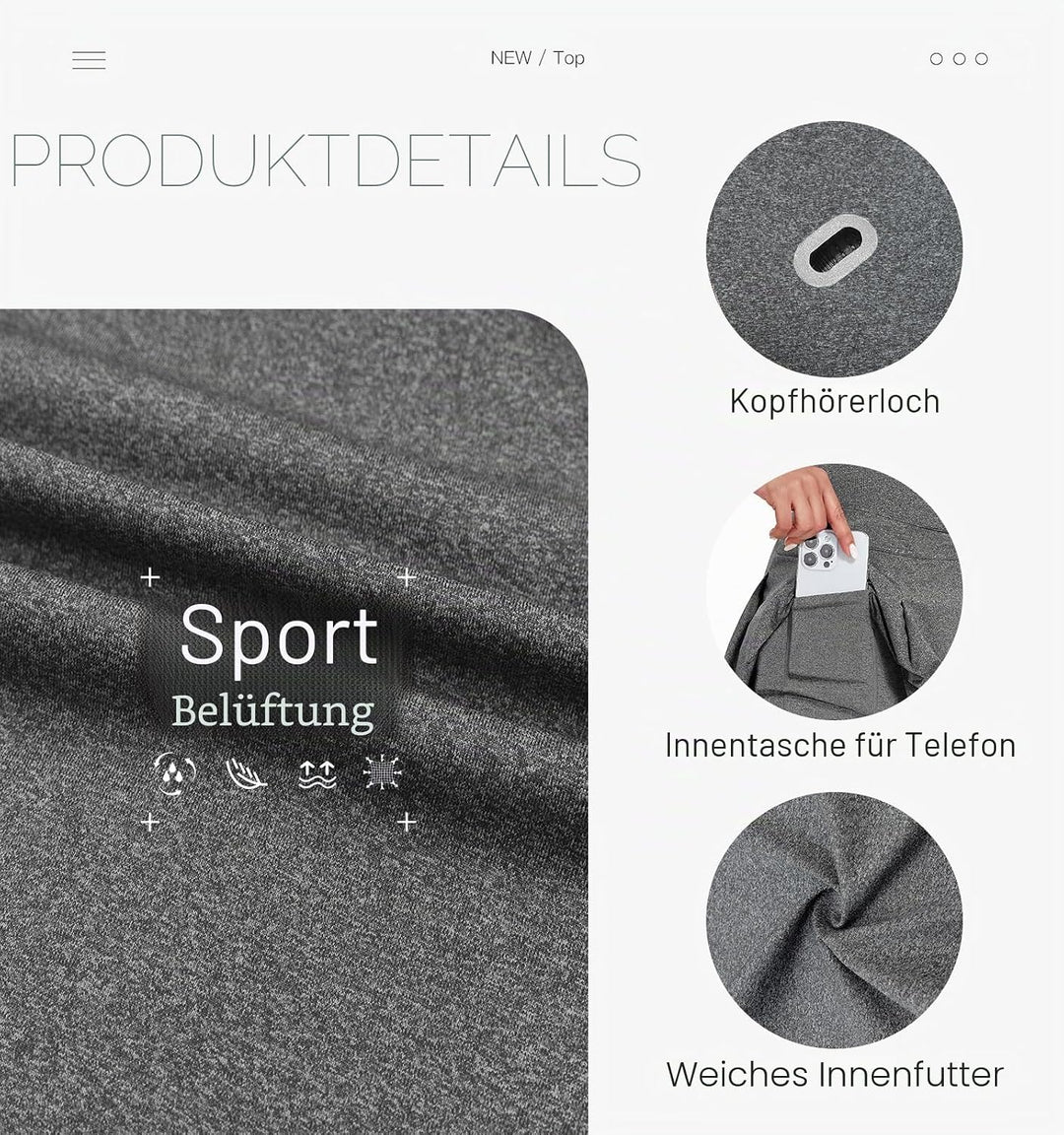 VUTRU Damen Tennisröcke Hohe Taille Tennis Skort mit Taschen Laufröcke Sport Golfrock mit Innenhose