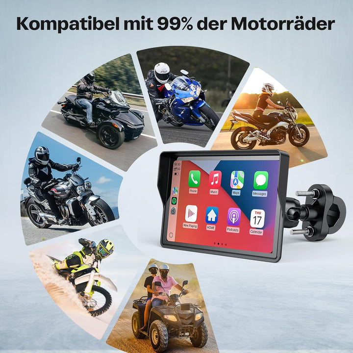 WonVon Pro 5 Zoll Motorrad CarPlay GPS-Navigationssystem mit Apple CarPlay & Android Auto | Tragbare