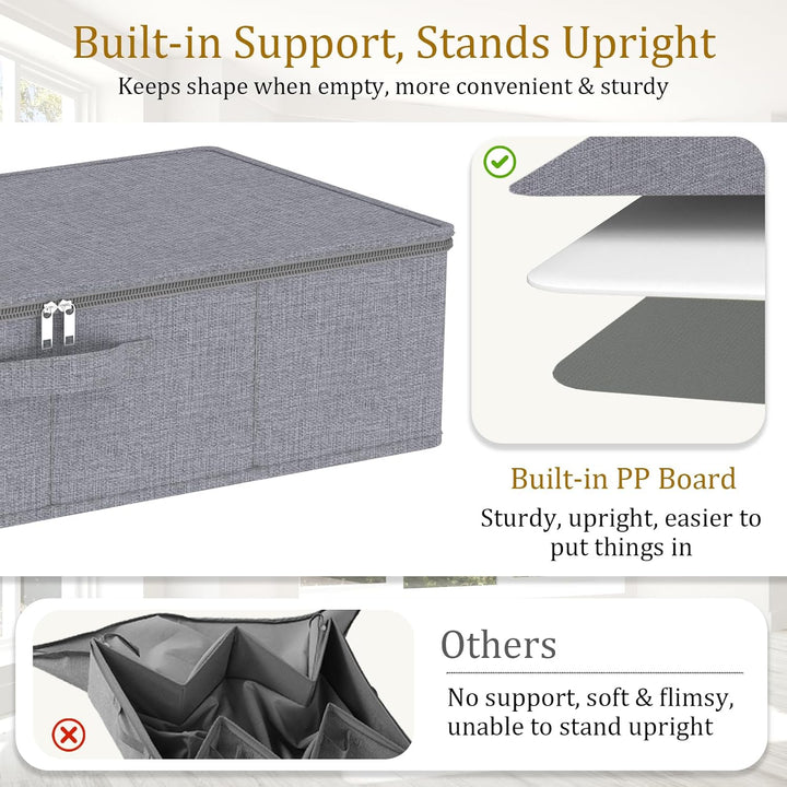 Yawinhe Faltbarer Unterbett-Aufbewahrungskorb mit Deckel, Aufbewahrungstasche Unterbettkommode mit L