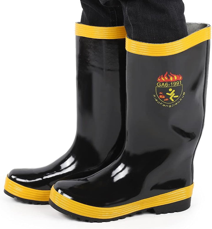 Sicherheitsstiefel Feuerwehr Rettungs Gummistiefel Schutzschuhe Rutschfeste Hochtemperaturbeständigk