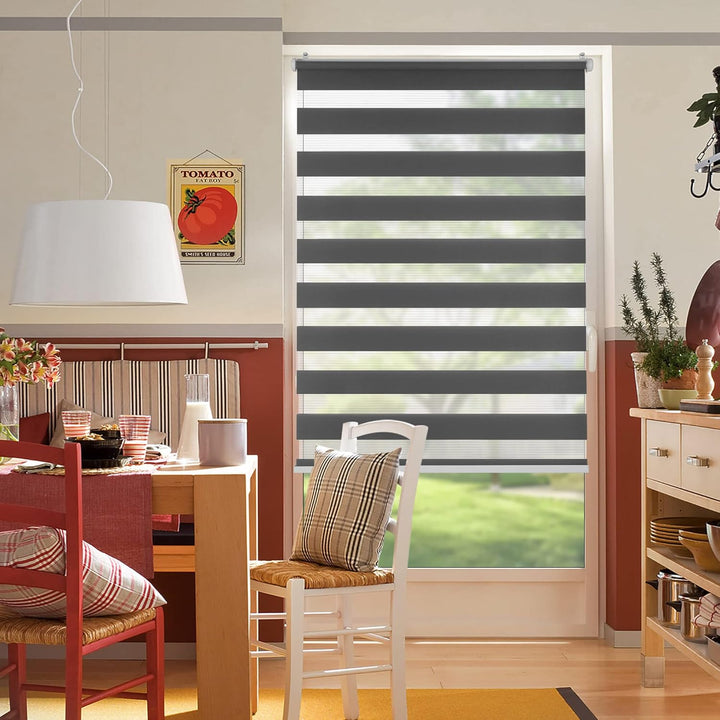 SBARTAR Doppelrollo schnurlos Klemmfix Rollos für Fenster ohne Bohren & zum Bohren, Anthrazit B90 x