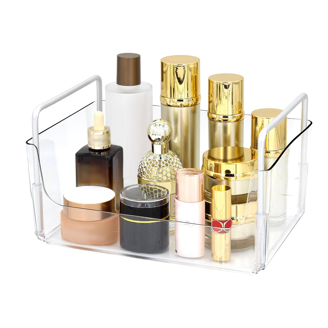 Klarer Makeup-Organizer-Tablett mit Griffen Badezimmer & Eitelkeit Lagerung für Kosmetik, Hautpflege