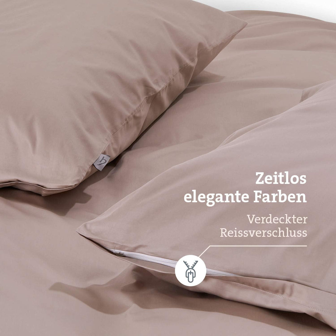 herzbach home Mako-Satin Bettwäsche | 100% Baumwolle | atmungsaktiv & kuschelig weich | Uni einfarbi