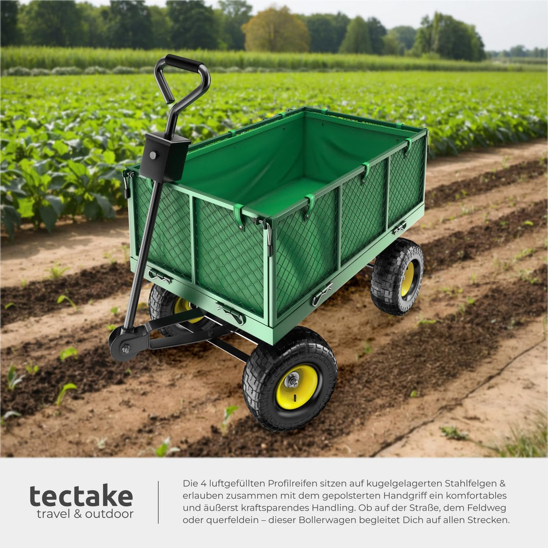 tectake® Bollerwagen mit Seitenwand klappbar, belastbar bis 550 kg Transportkarre Handwagen Transpor