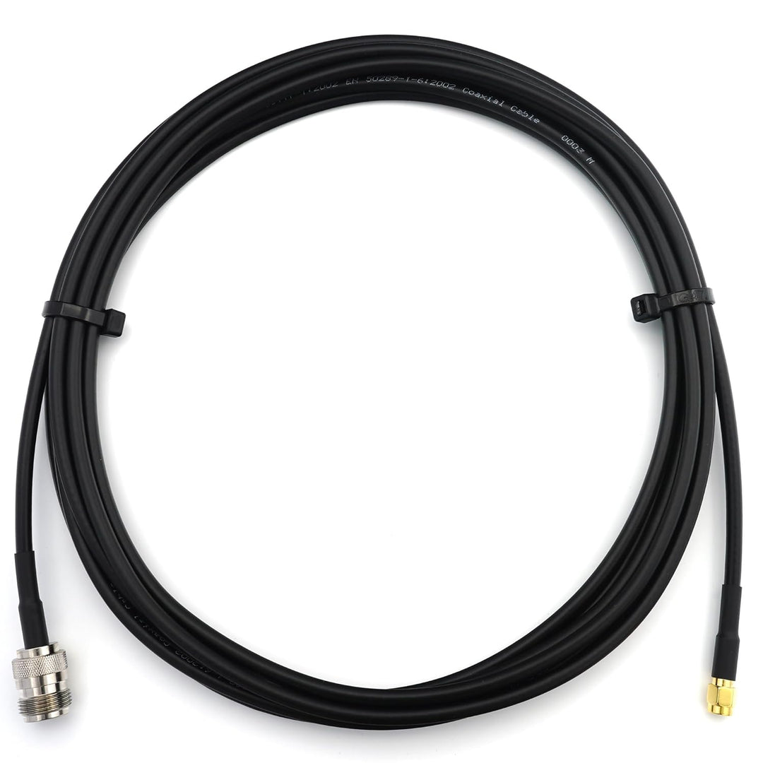 5m RP-SMA Stecker auf N Buchse RG58 Koaxialkabel — 5 Meter Verlustarmes Antennenkabel 50 Ohm Verläng