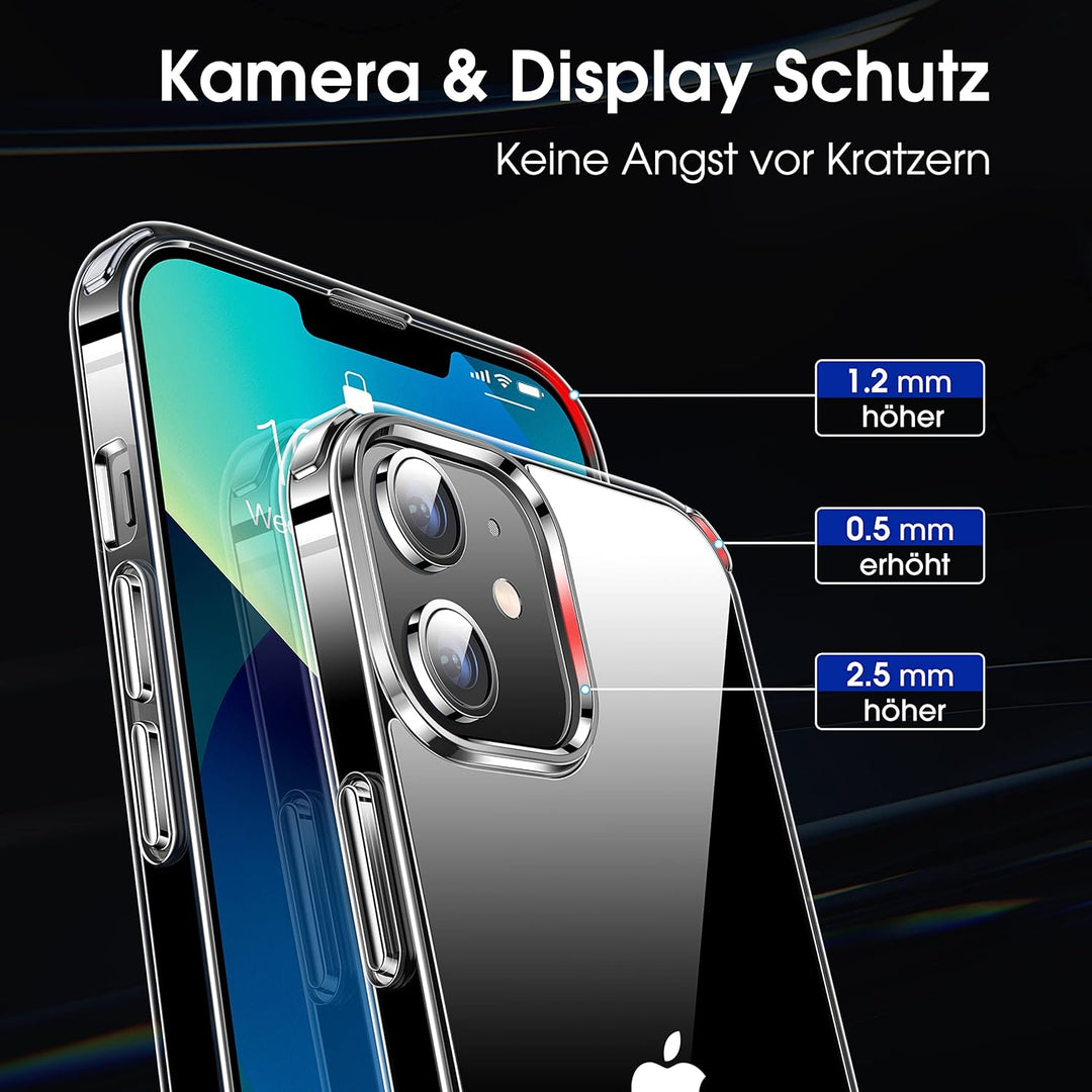 CASEKOO Crystal Clear für iPhone 12 Hülle, iPhone 12 Pro Hülle, [Nie Vergilbung] [Unzerstörbarer Mil