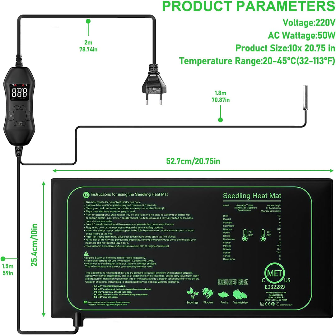 Heizmatte Pflanzen: Heizmatte Wärmematte für Sämling, 10"x20.75" Heizmatte mit Thermostatregler für