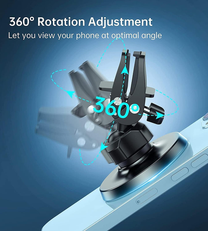 2-Pack Magnet Handyhalterung fürs Auto mit 4 Kabelclips - 16 Starke Magnete, 360° Drehbarer Mag-Safe
