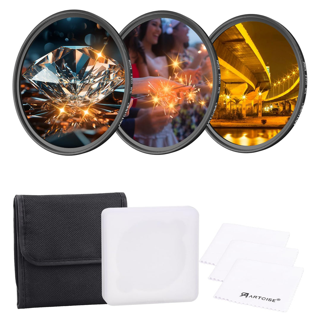 ARTCISE 43 mm Sternfilter-Set, 4 Punkte, 6 Punkte, 8 Punkte, Kreuzstern-Spezialeffekte, optische Gla