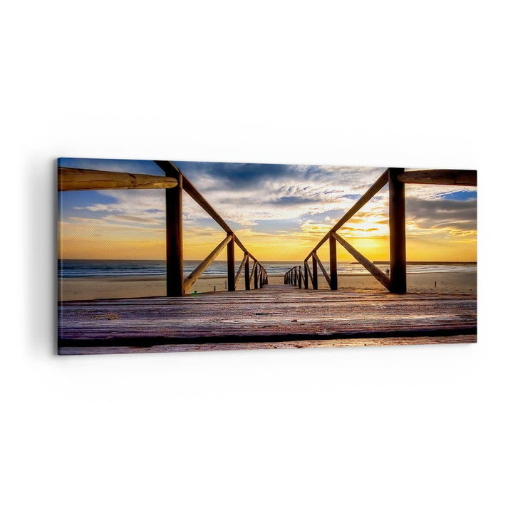 Wandbilder Dekoration Wohnzimmer Strand Ozean Sand Holzbrücke Sonnenuntergang Bilder auf Leinwand 12
