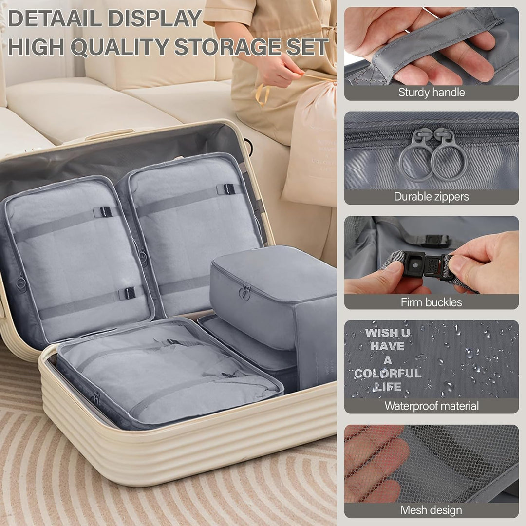 Koffer Organizer Set 17-teilig, Wasserdicht Packing Cubes, Travel Organizer zum Gepäckpacken, mit Pa