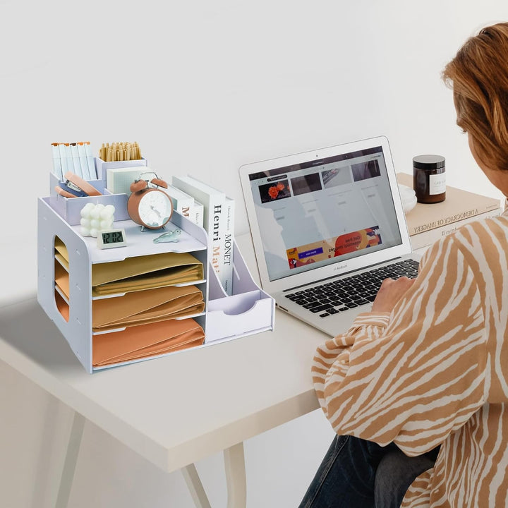A4 Dokumentenablage Schreibtisch Organizer 4 Schicht Büro Desktop Organizer Dokumentenhalter Weiss S