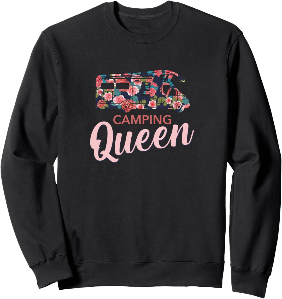 Camping Queen mit Rosa Rote Rosen I Wohnmobil Camping Sweatshirt
