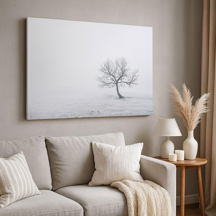 Bilder auf Leinwand 100x70cm Leinwandbild mit Rahmen Baum Feld Natur Gross Wanddeko Bild Schlafzimme