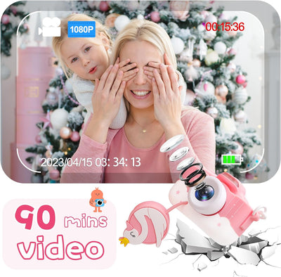 Kriogor Kinder Kamera, Digital Fotokamera Selfie und Videokamera mit 16 MP/Dual Lens/ 2 Inch Bildsch