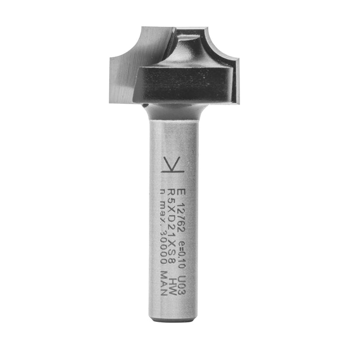 ENT 12762 Viertelstabfräser HW, Schaft (S) 8 mm, Durchmesser (D) 21 mm, NL 12 mm, R 5 mm, SL 32 mm R