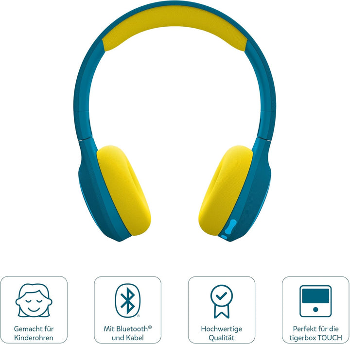tigerbuddies Bluetooth Kinderkopfhörer Royal Sun ( dunkelblau / gelb ): Bester Klang für Kinderohren