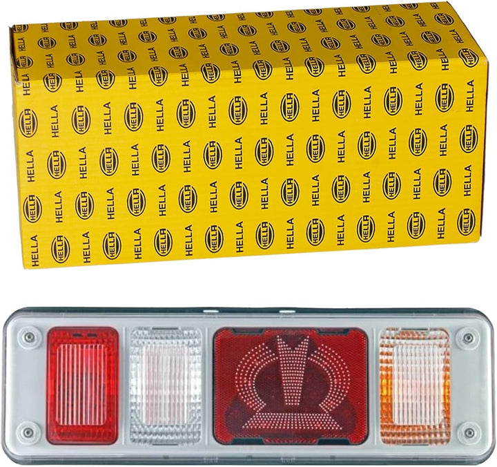 HELLA - Heckleuchte "Krone" - Hybrid - 24V - Anbau/geschraubt - Lichtscheibenfarbe: glasklar - Steck