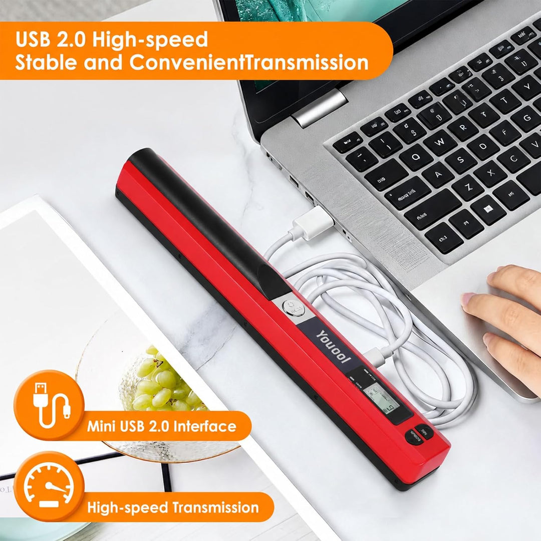 A4 Tragbarer Scanner, USB-Bildscanner, Handscanner, Farbscannen, 900 DPI, A4 Tragbarer Dokumentensca