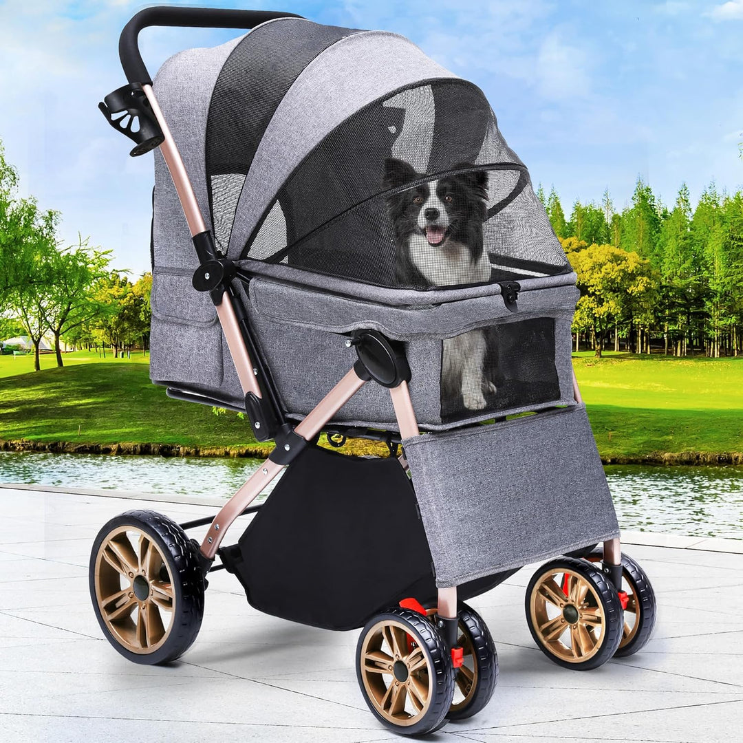 YITAHOME Hundebuggy Hundewagen klappbar für Hunde & Katzen, Haustierbuggy bis 22 kg mit umkehrbarem