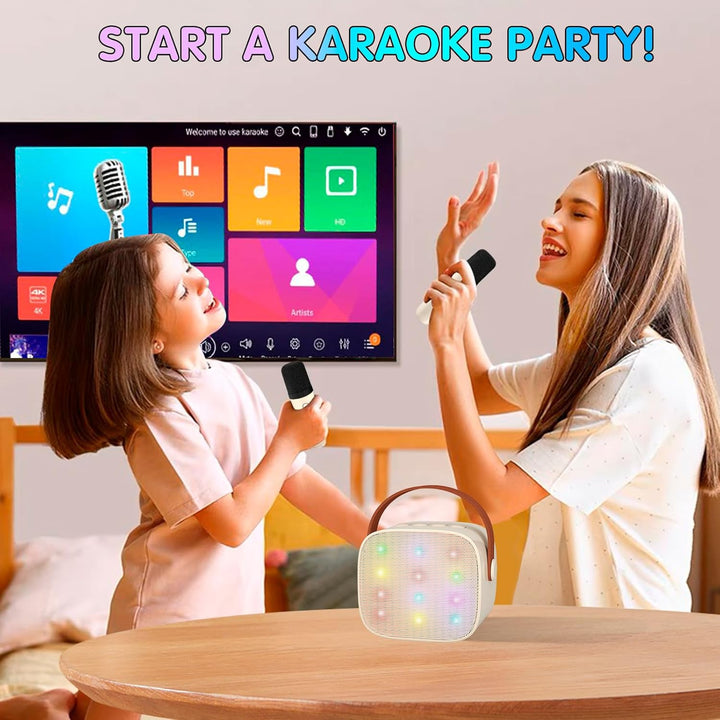 YLL Mini Kinder Karaoke Maschine mit 2 Mikrofon, Karaoke Geschenke für Mädchen Alter 3 4 5 6 7 8 9 1