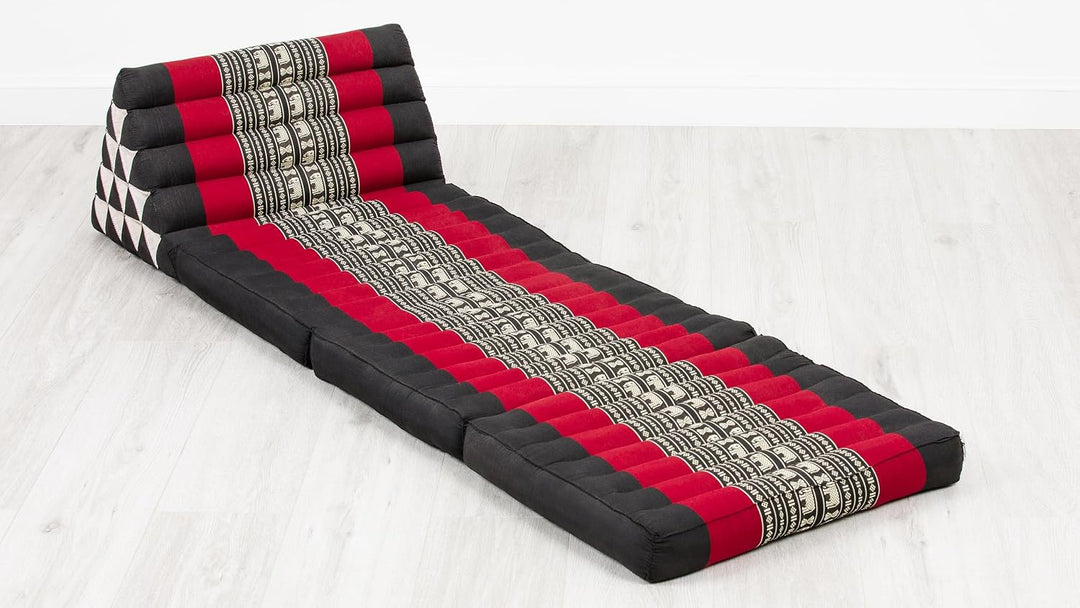 livasia Thaikissen 3 Auflagen extrahoch - 185x55x8cm - Dreieckskissen mit Klappmatratze, Kapok, Jumb