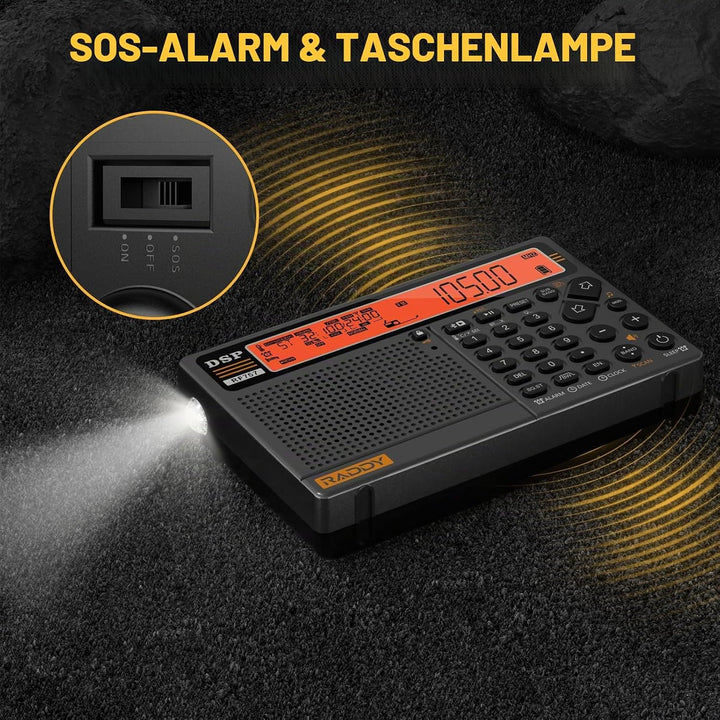 Raddy RF757 APP Control Kurzwellenradio, Tragbares Radio mit AM/FM/SW/VHF/UHF/CB/AIR Rezeption, 2500