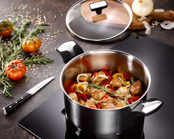 Tefal G6 Kochtopf 24 cm / 5,2 l + CV Edelstahl, E3014604, Cranberry, Kochtopf 24 cm