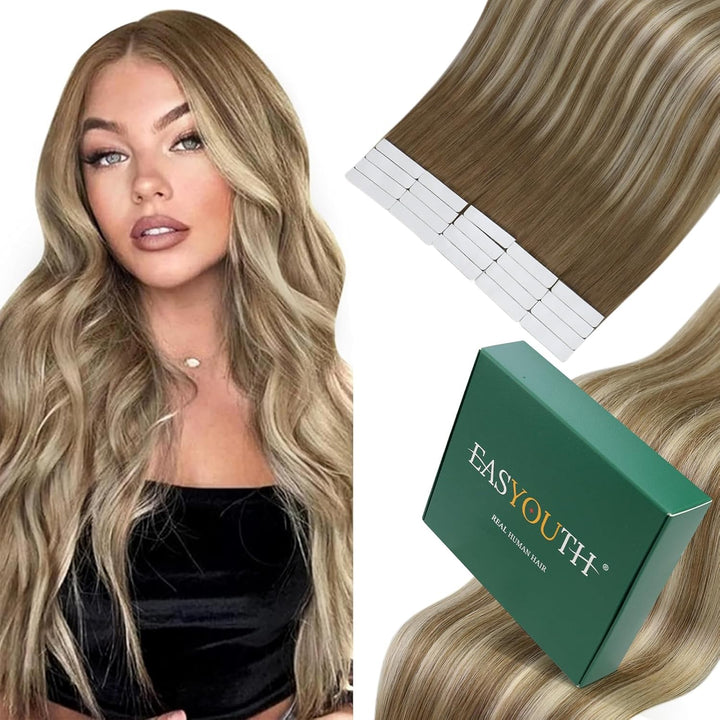 Easyouth Balayage Tape in Echthaar Extension Tape on Haarverlangerung Remy Menschenhaar Tape Extensi
