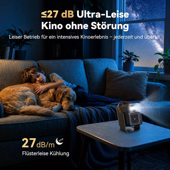 WANBO Togo Pro Akku Smart Beamer Google TV Netflix, Tragbar Projektor mit 3,5h Akku für Outdoor &amp; He