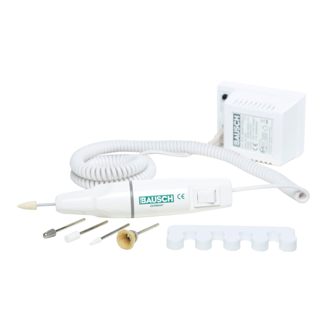 Peter Bausch 0301G Elektrisches Maniküre/- Pediküregerät, 5 Aufsätze zum Schleifen, Feilen, Polieren