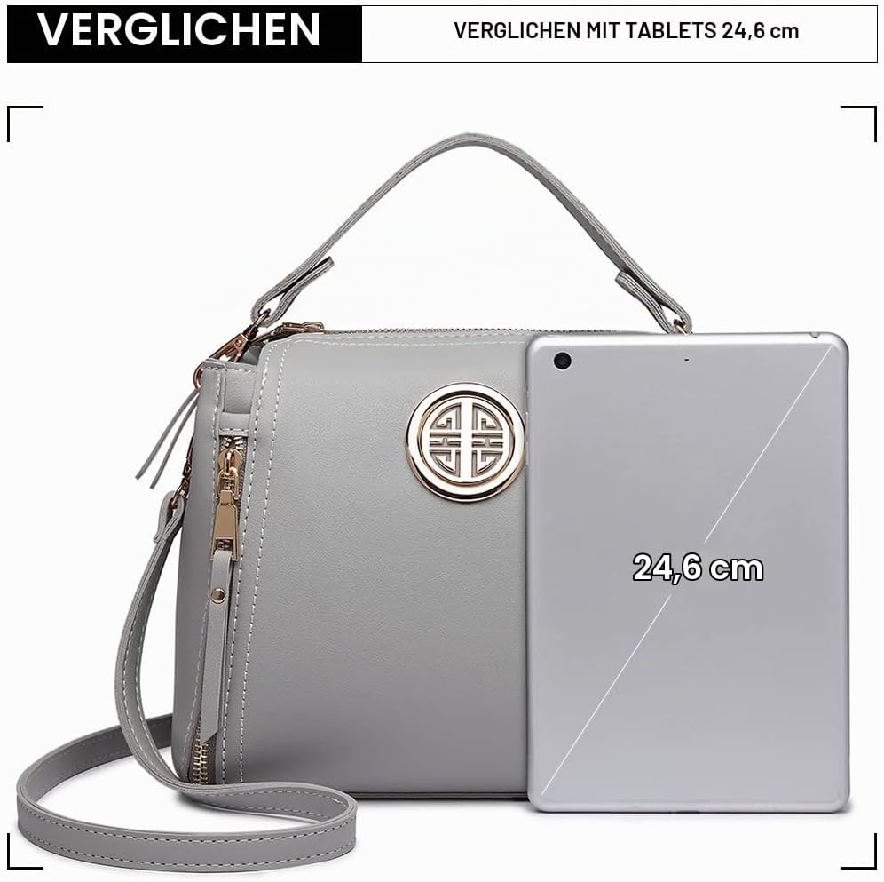 Miss Lulu Handtasche Damen Schultertasche Henkeltasche Pu Leder Elegant Umhängetasche Mittlere Top G
